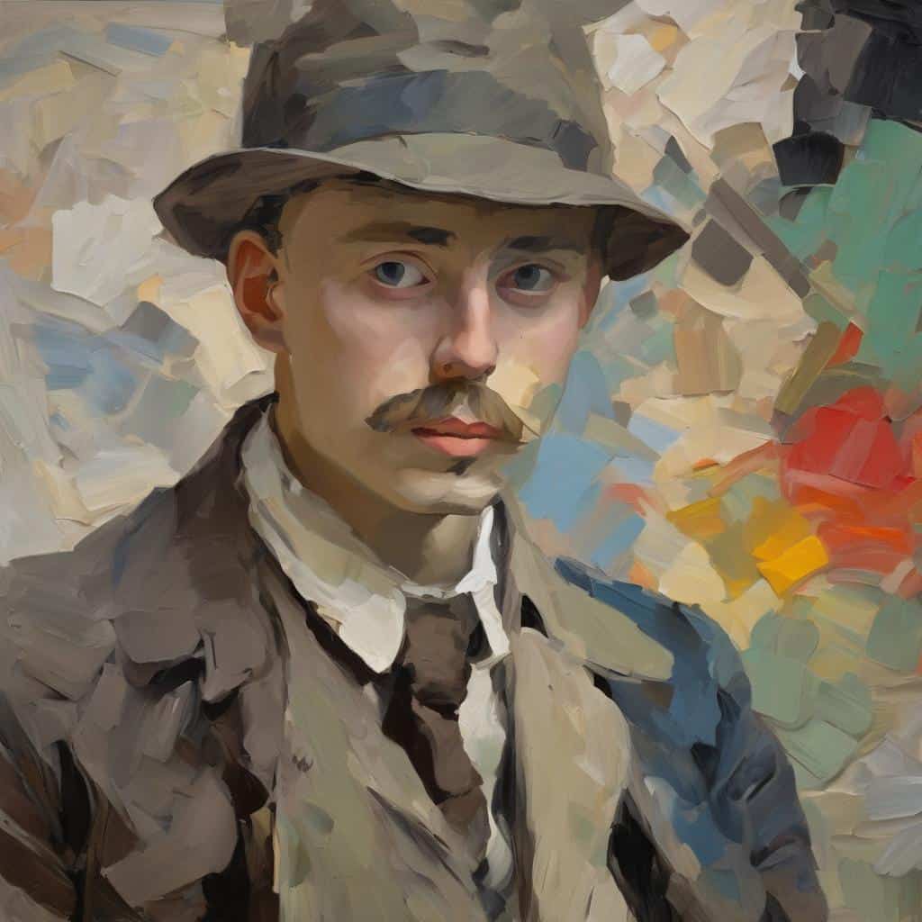 Βιογραφία και ιστορική ανάλυση καλλιτέχνη με καπέλο σε ζωγραφική ατμόσφαιρα.