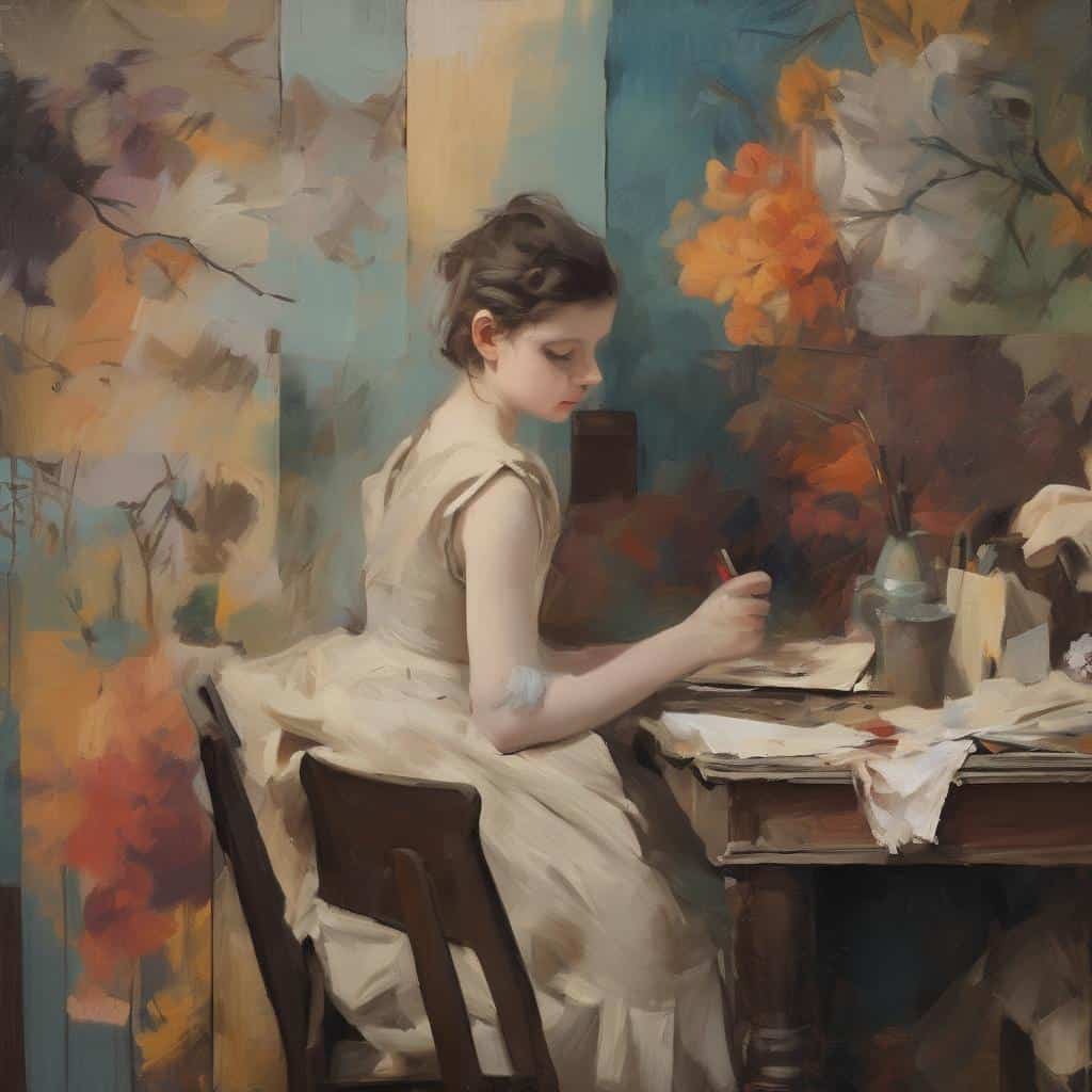 Λιγοτεχνική εικόνα νεαρού κοριτσιού ζωγραφική, με θέμα ιστορικές αναλύσεις και βιογραφίες καλλιτεχνών.