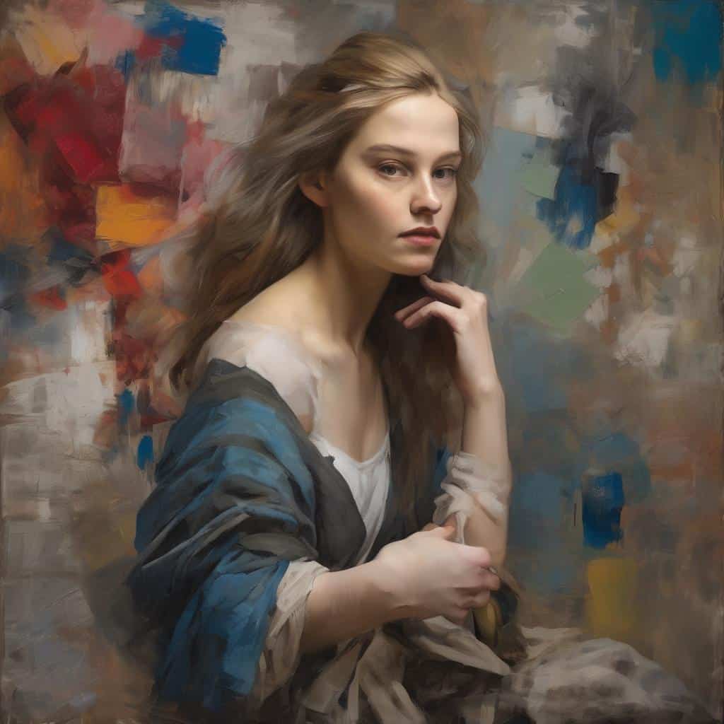 Οπτικό πορτρέτο γυναίκας με ιστορική ανάλυση και βιογραφίες καλλιτεχνών, λεπτομέρειες και τεχνική ζωγραφικής.