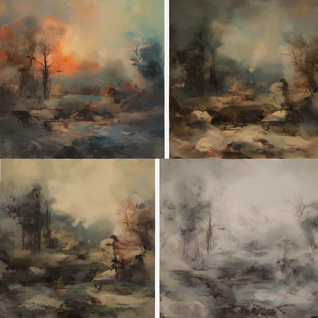 Ουρανό και λίμνη σε τοπίο με ελαιογραφία, ιστορικές αναλύσεις και βιογραφίες καλλιτεχνών.